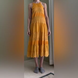 Anthropologie HD Maxi Yellow dress XS